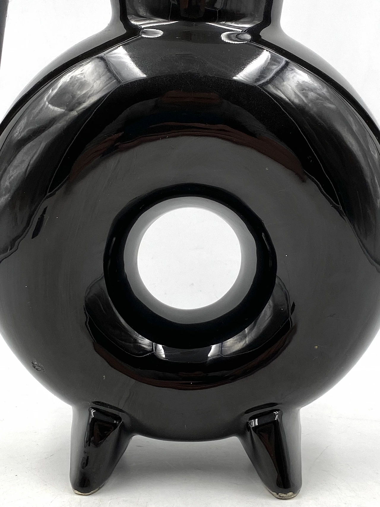 Vaso moderno in ceramica nera, anni '70 8