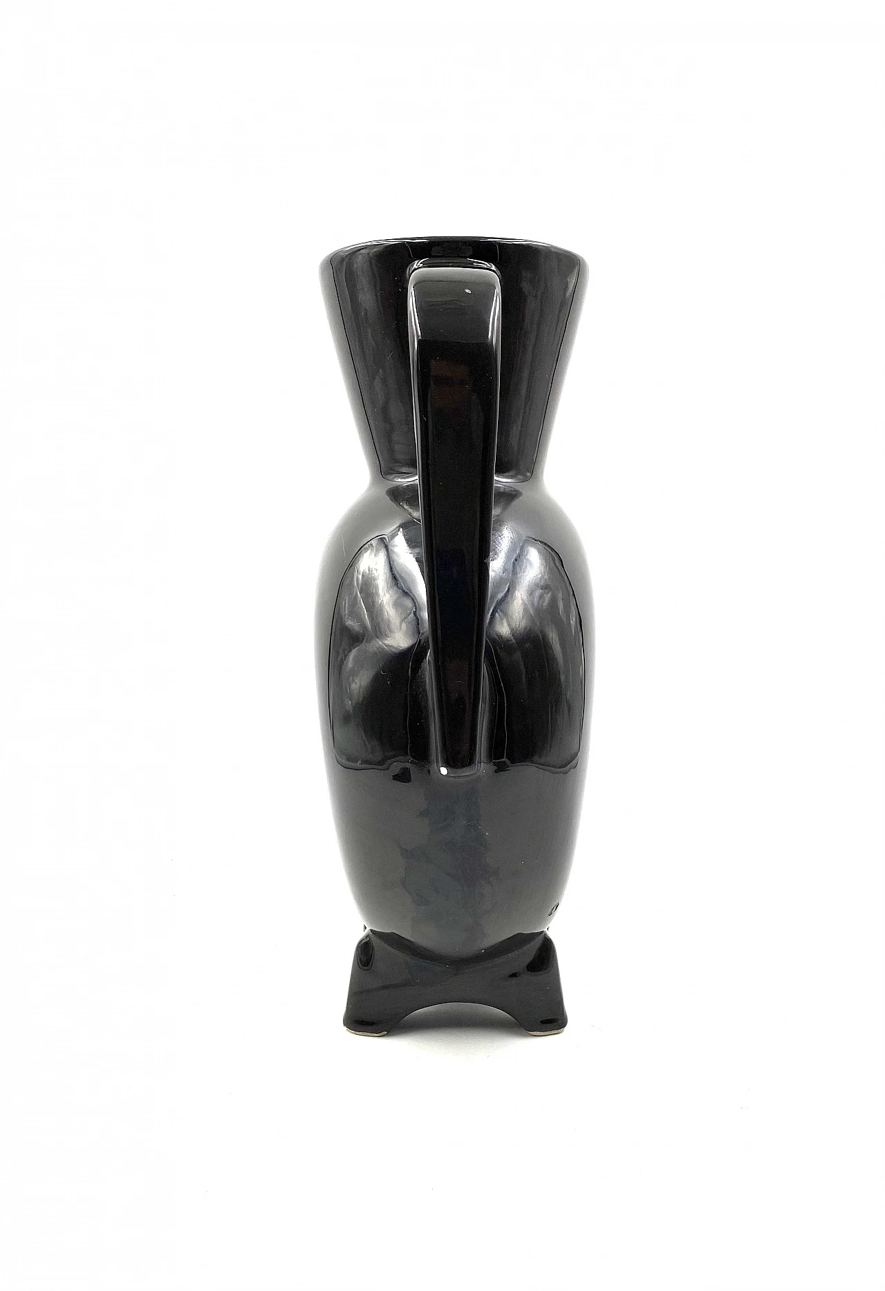 Vaso moderno in ceramica nera, anni '70 11