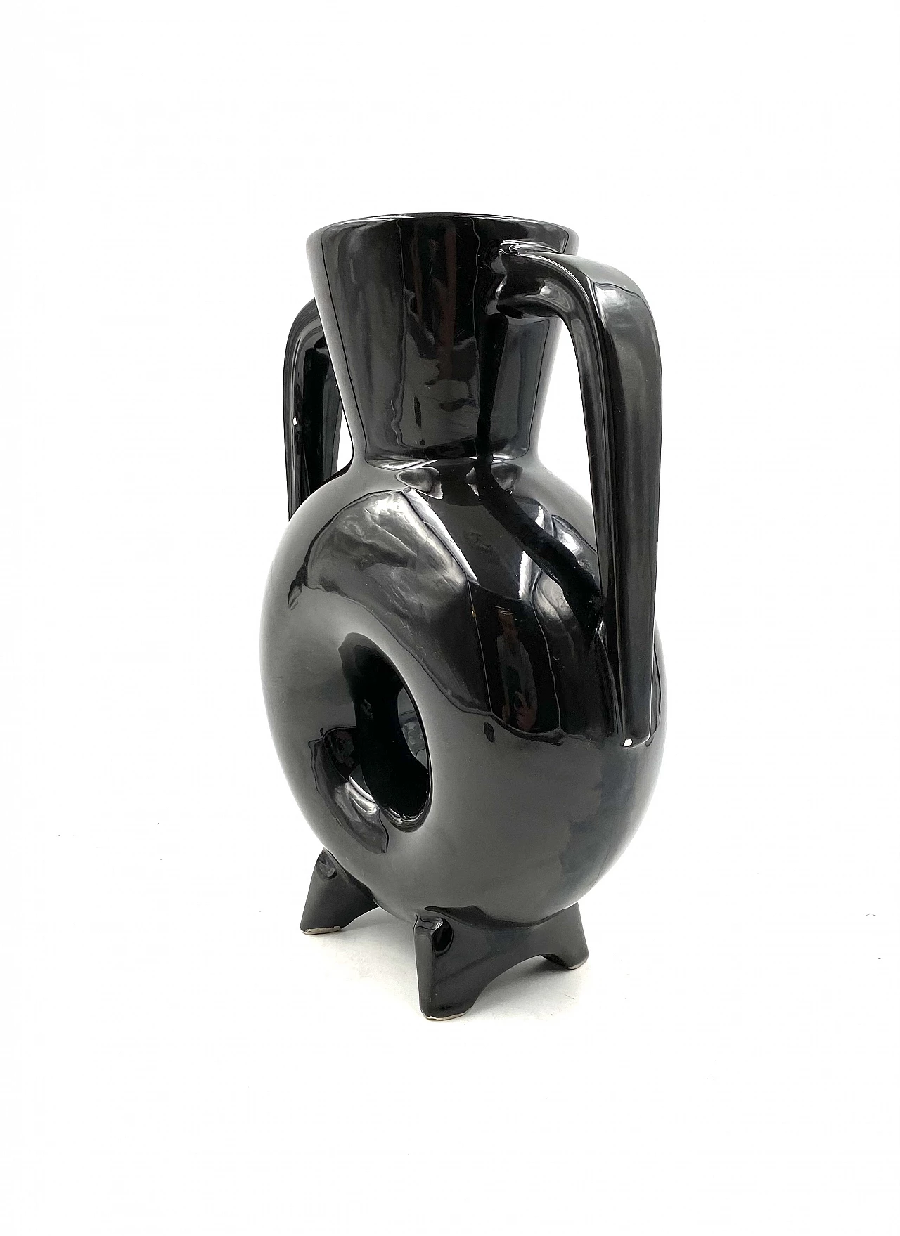 Vaso moderno in ceramica nera, anni '70 12