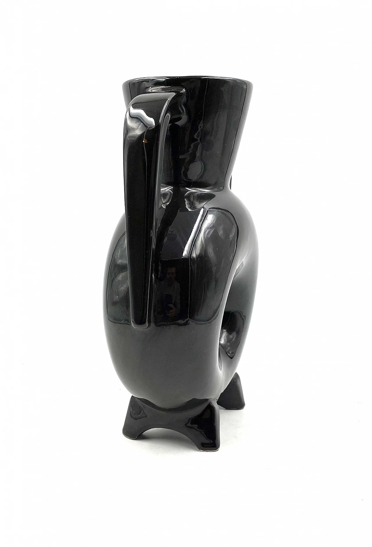 Vaso moderno in ceramica nera, anni '70 16