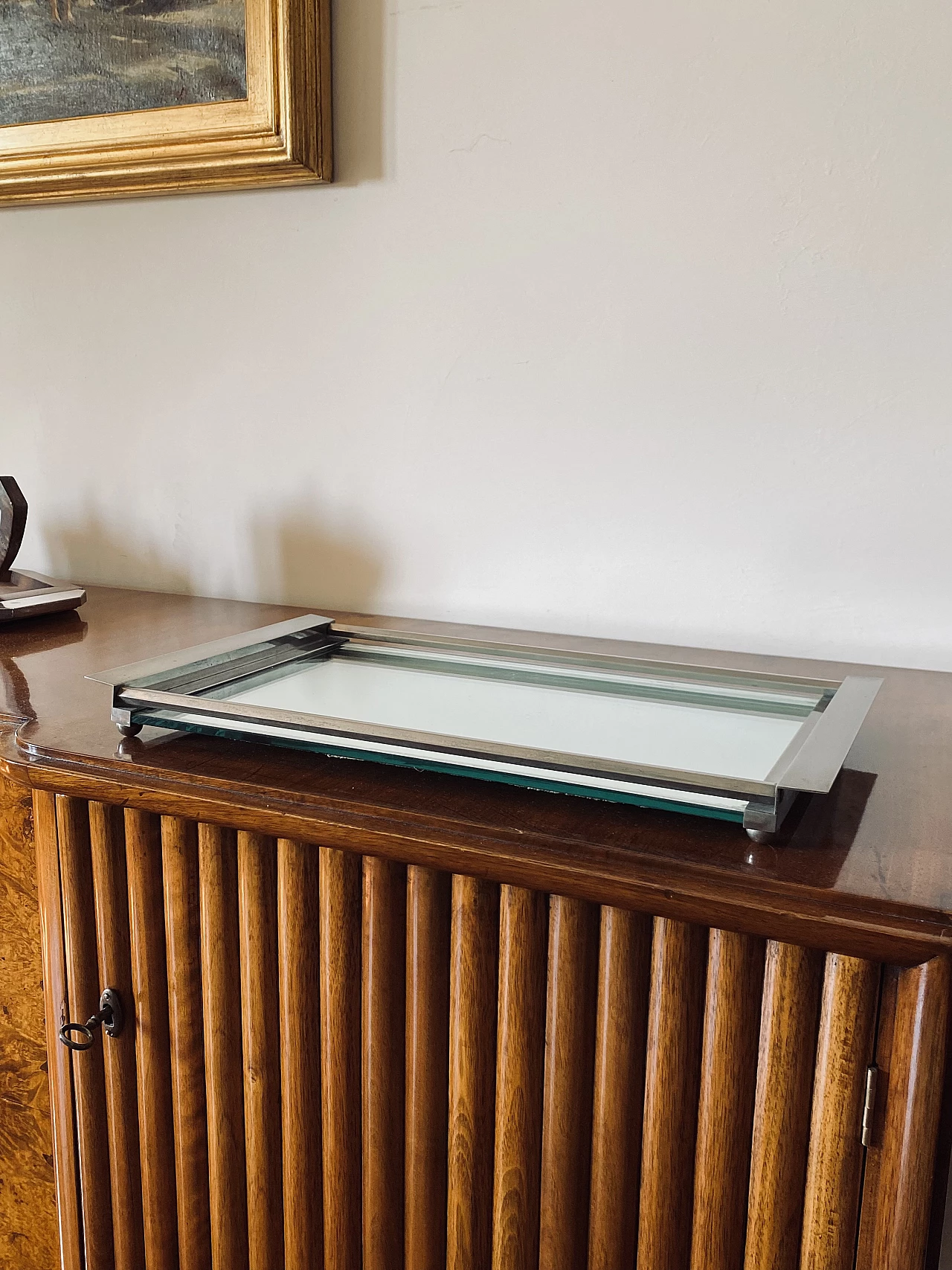 Vassoio specchiato cubista, anni '40 2