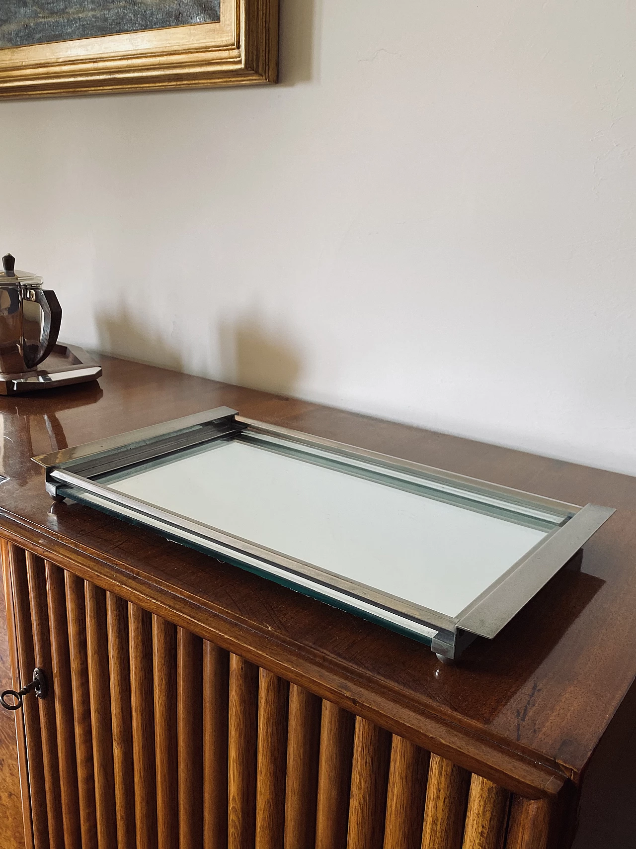 Vassoio specchiato cubista, anni '40 3