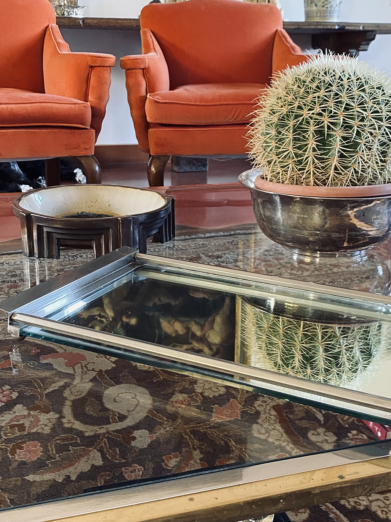 Vassoio specchiato cubista, anni '40 7