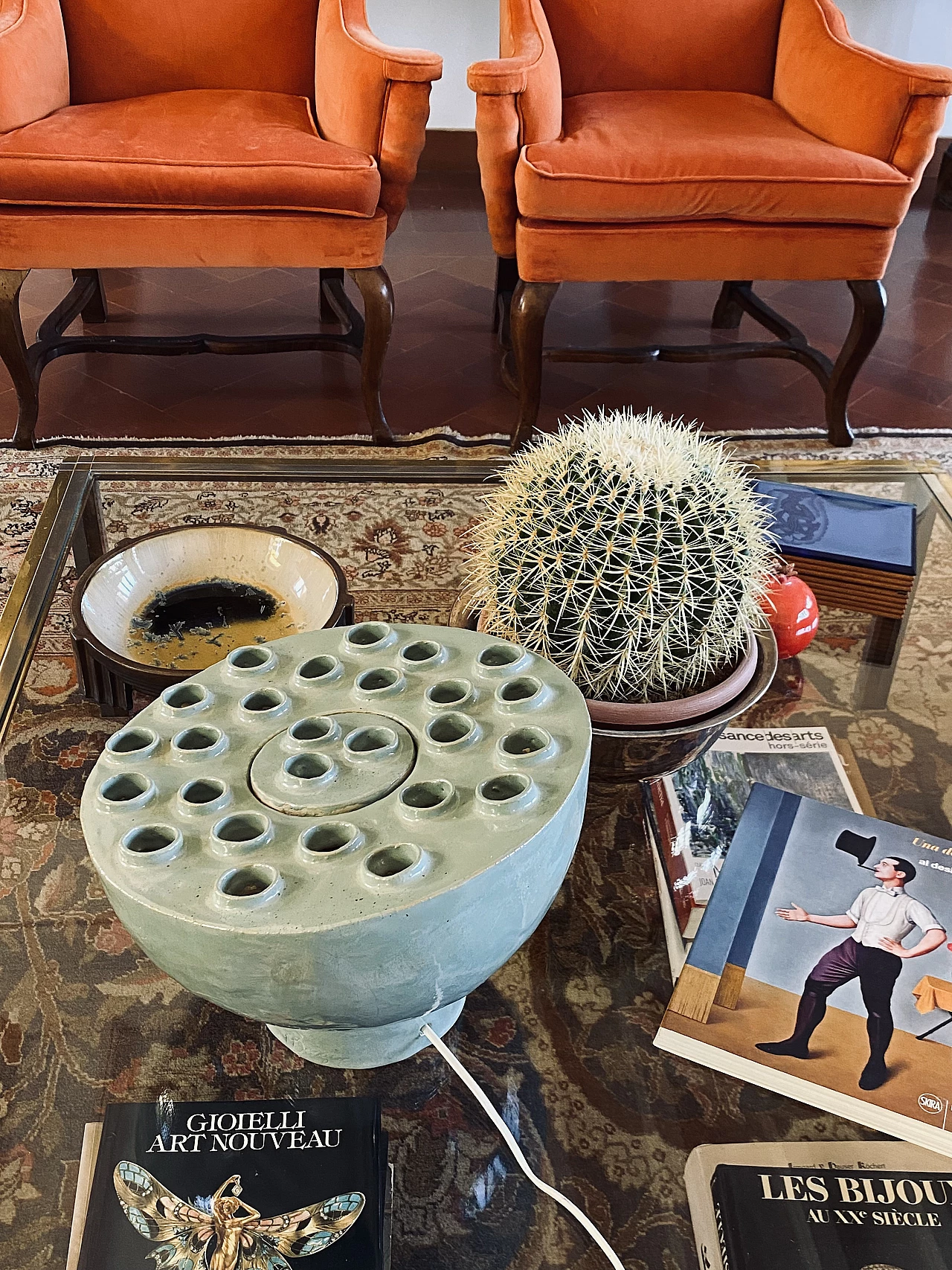 Aqua green ceramic table lamp, 1980s 4