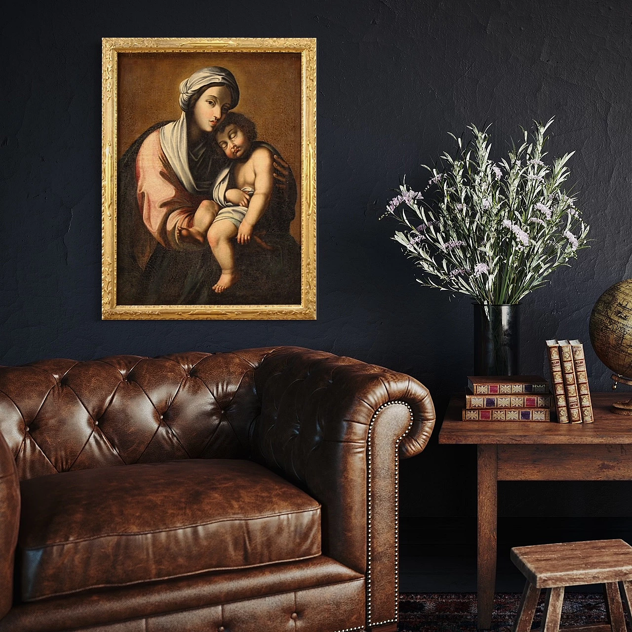 Madonna con Bambino, dipinto a olio su tela, prima metà del '700 3