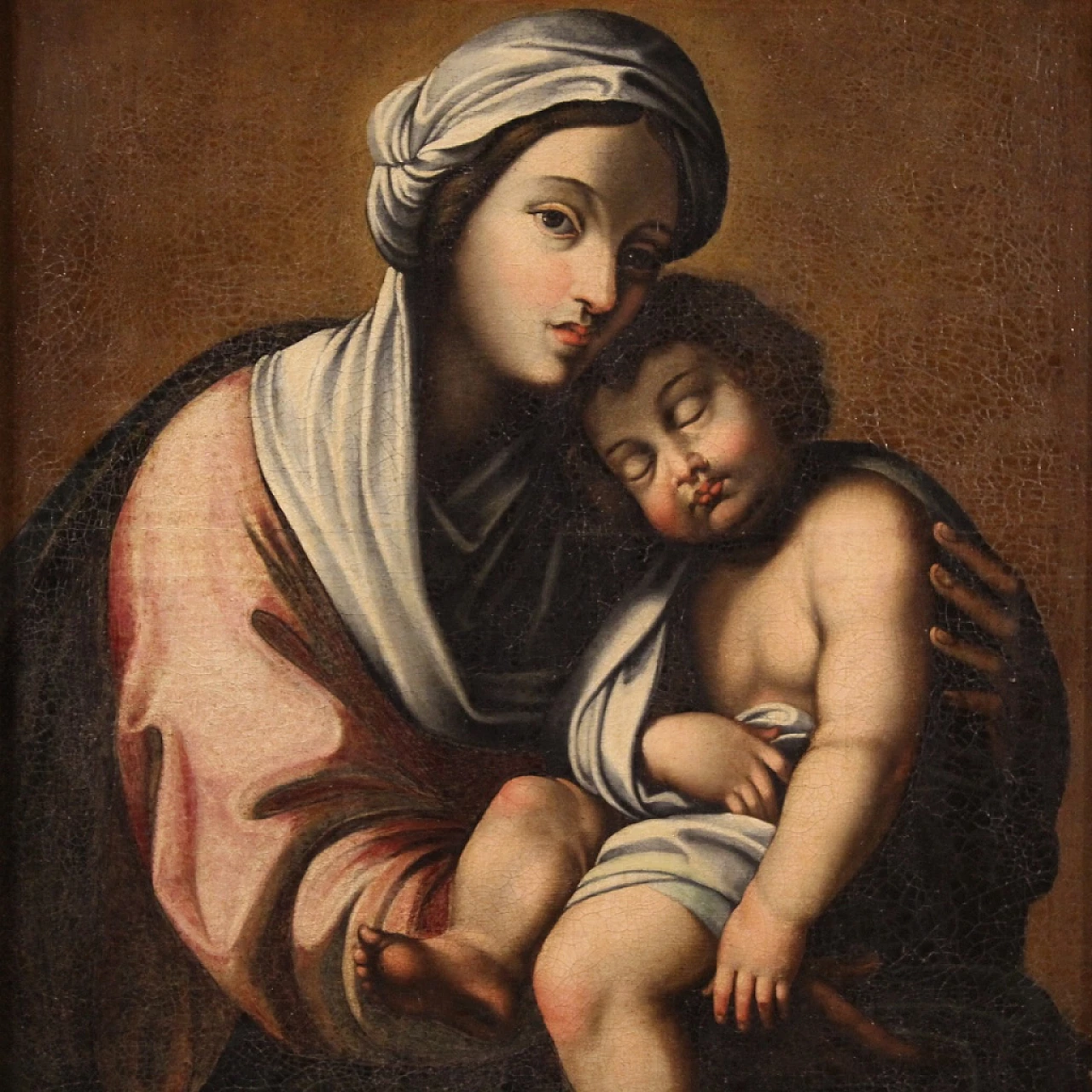 Madonna con Bambino, dipinto a olio su tela, prima metà del '700 5