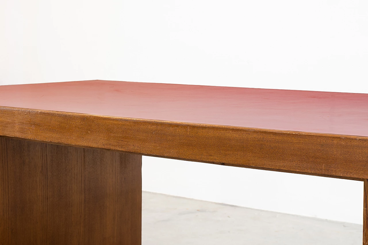 Oak and red laminate table by Gio Ponti for Banca Nazionale del Lavoro, 1950s 2