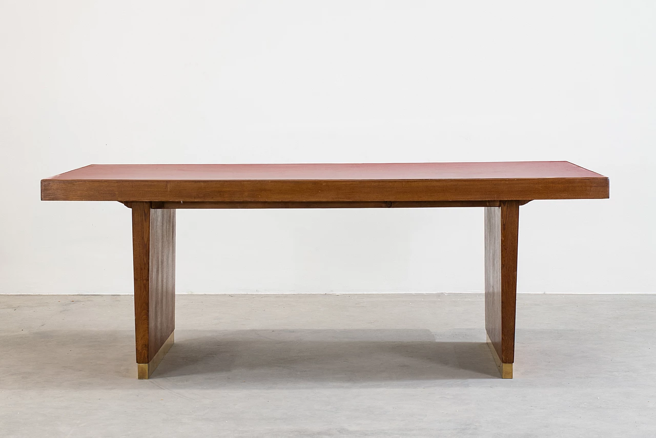 Oak and red laminate table by Gio Ponti for Banca Nazionale del Lavoro, 1950s 6