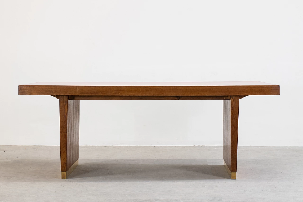 Oak and red laminate table by Gio Ponti for Banca Nazionale del Lavoro, 1950s 7