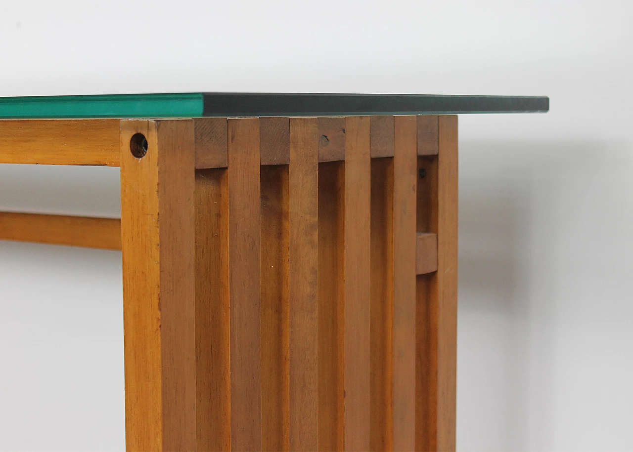 Ara console table in wood and glass by Lella & Massimo Vignelli for Driade, 1974 2