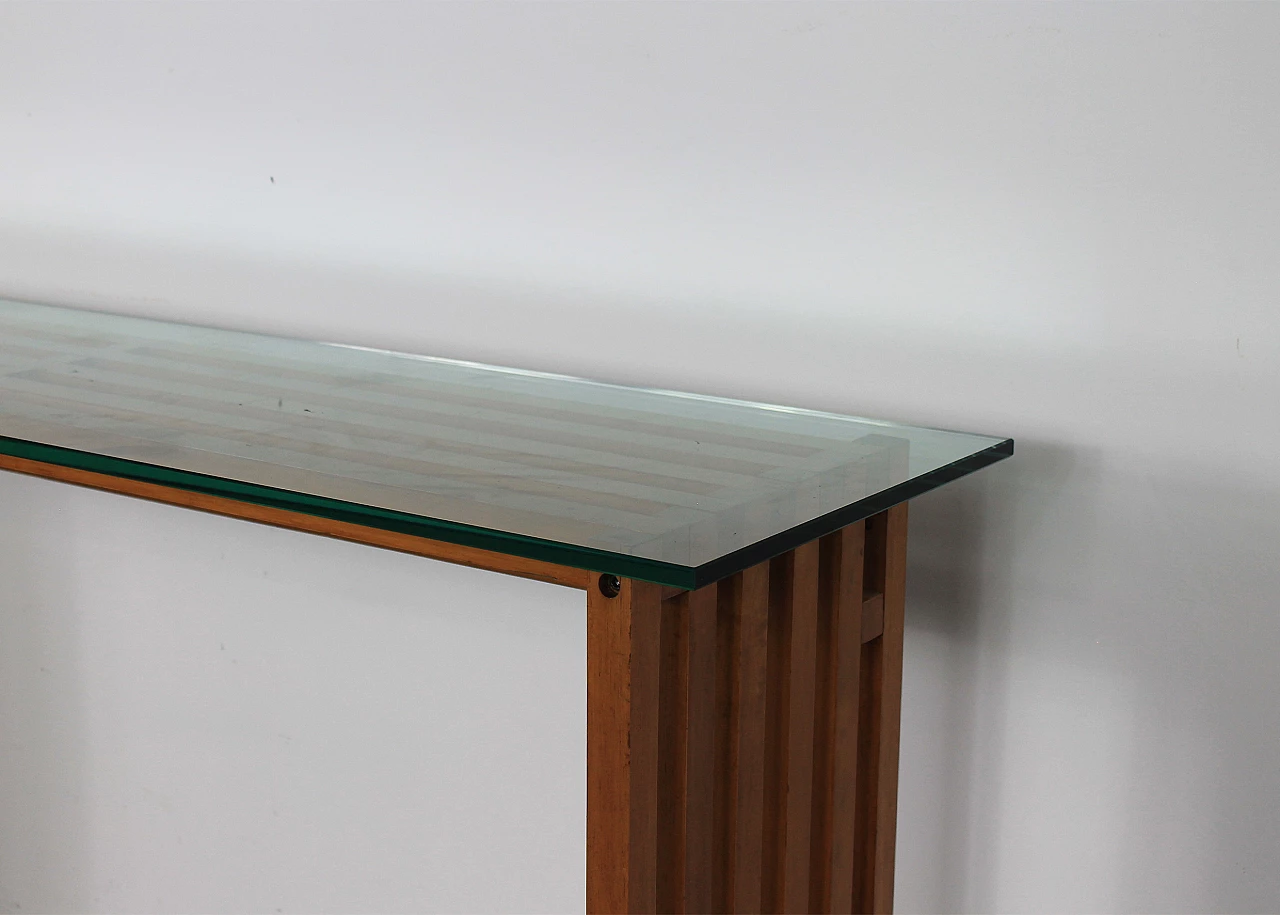 Ara console table in wood and glass by Lella & Massimo Vignelli for Driade, 1974 3