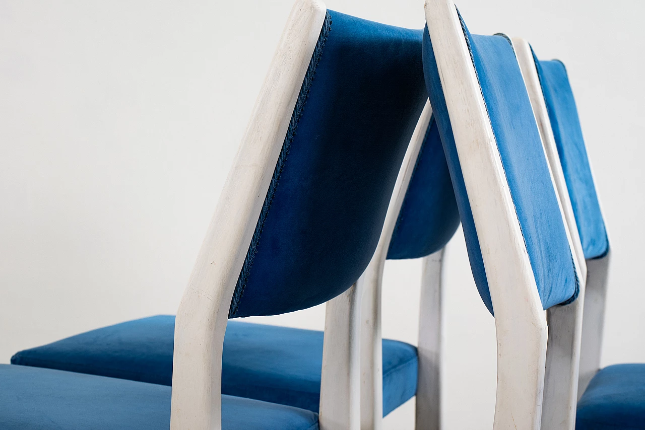 6 Chairs 602 in wood and fabric by Gio Ponti, 1950s 6