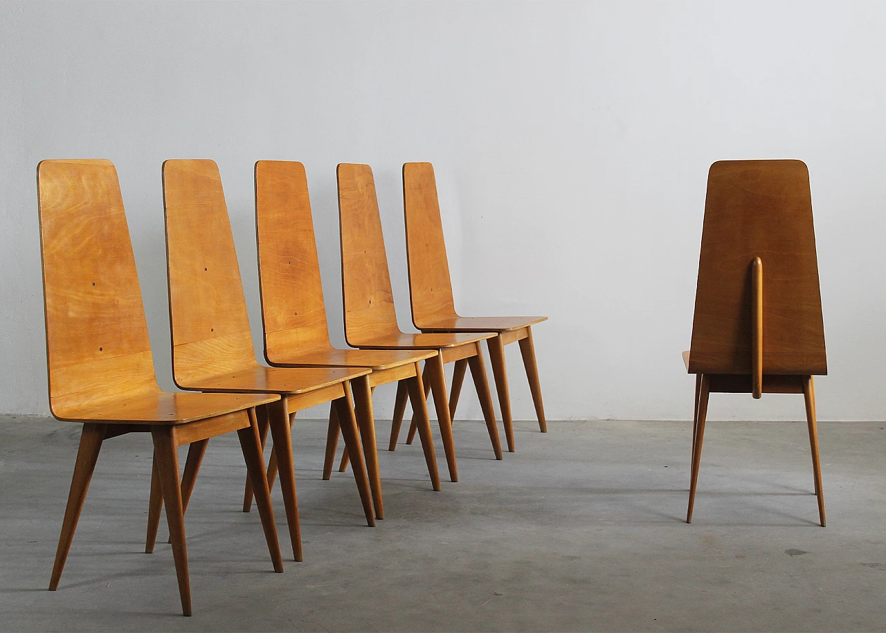 6 Sedie in legno curvato di Sineo Gemignani, anni '40 4