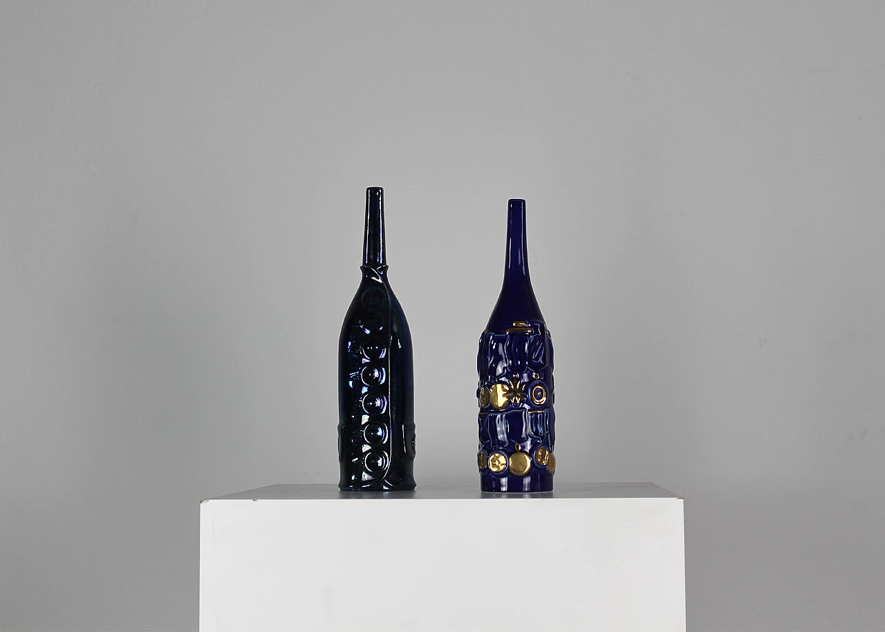 Pair of Bottiglie Abitate by Gio Ponti for Cooperativa Ceramica d'Imola, 1990s 1