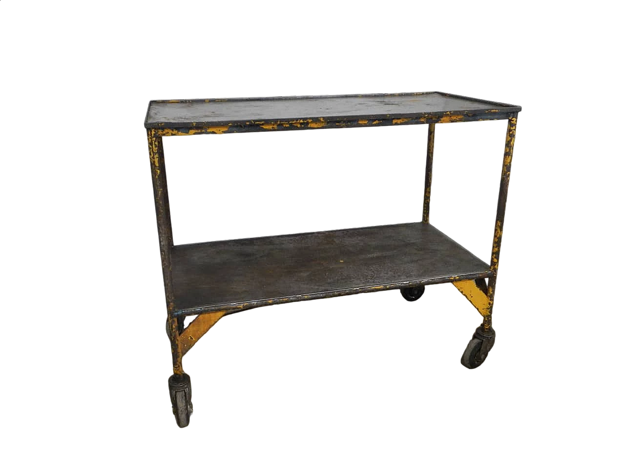 Gray and yellow iron workshop cart, 1970s 10