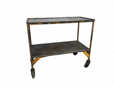 Gray and yellow iron workshop cart, 1970s