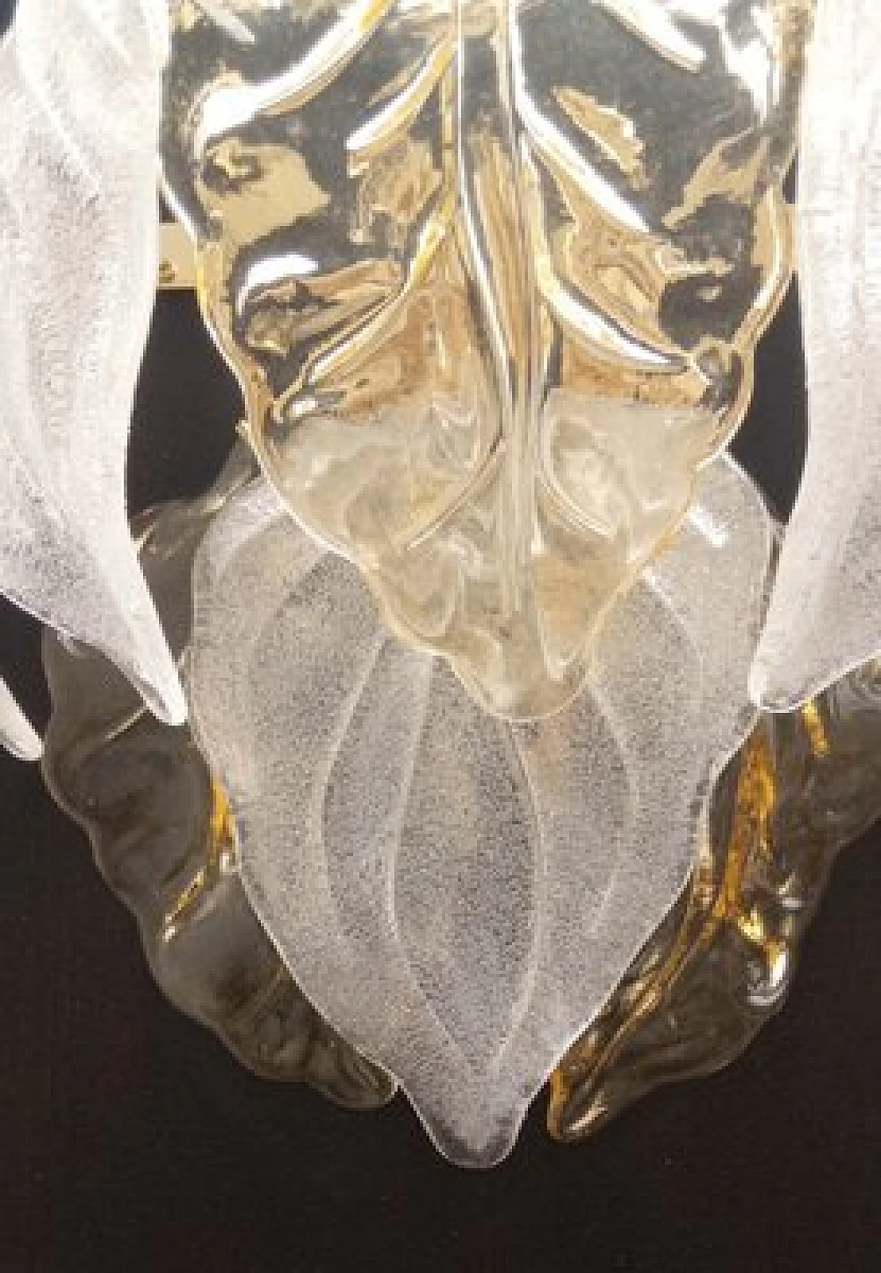 Coppia di applique in vetro di Murano trasparente e ambrato, anni '70 4