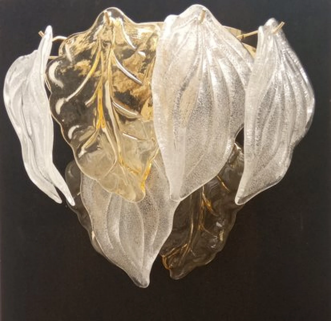 Coppia di applique in vetro di Murano trasparente e ambrato, anni '70 6