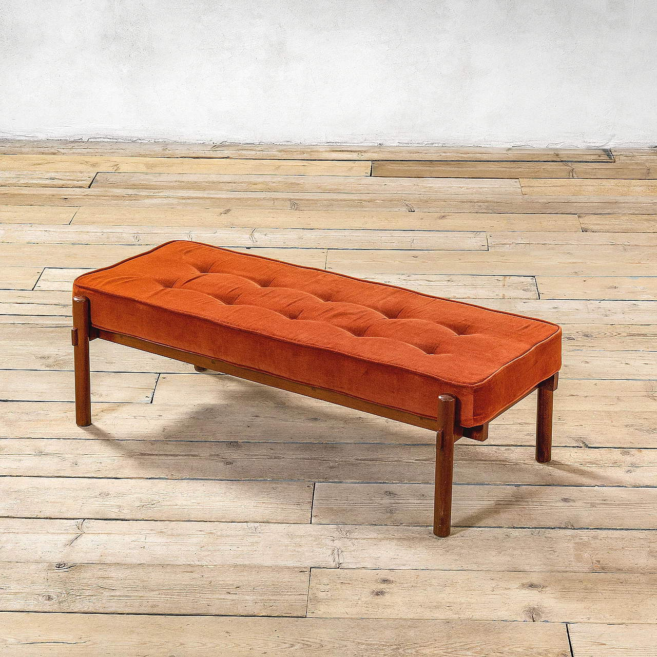 Wood and red fabric bench by Ico Parisi, 1960s 1