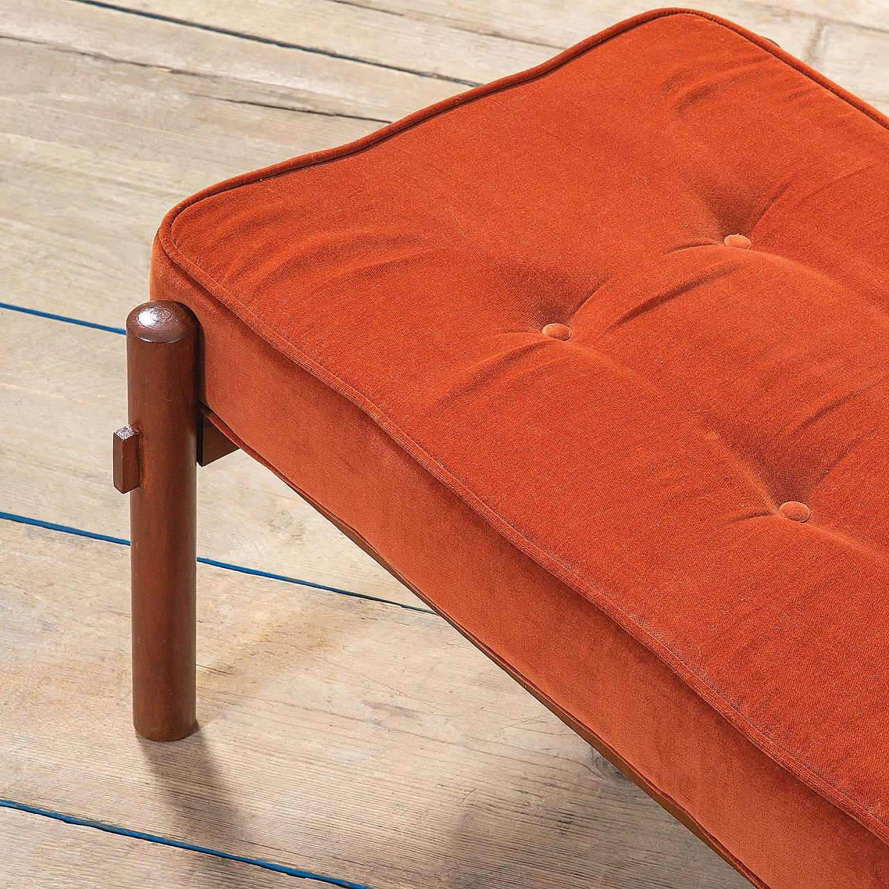 Wood and red fabric bench by Ico Parisi, 1960s 2