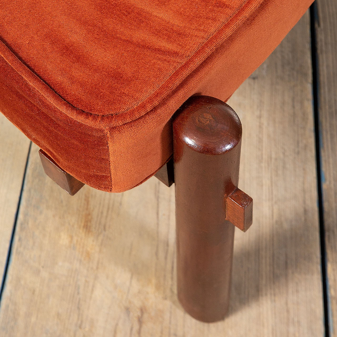 Panca in legno e tessuto rosso di Ico Parisi, anni '60 4