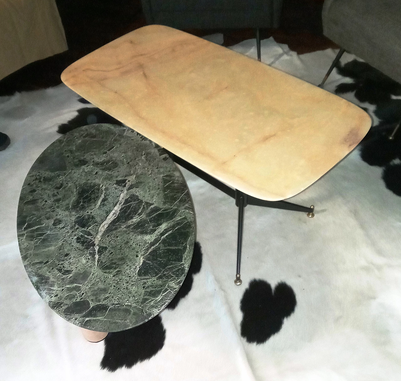 Metal coffee table with onyx top, 1950s 8