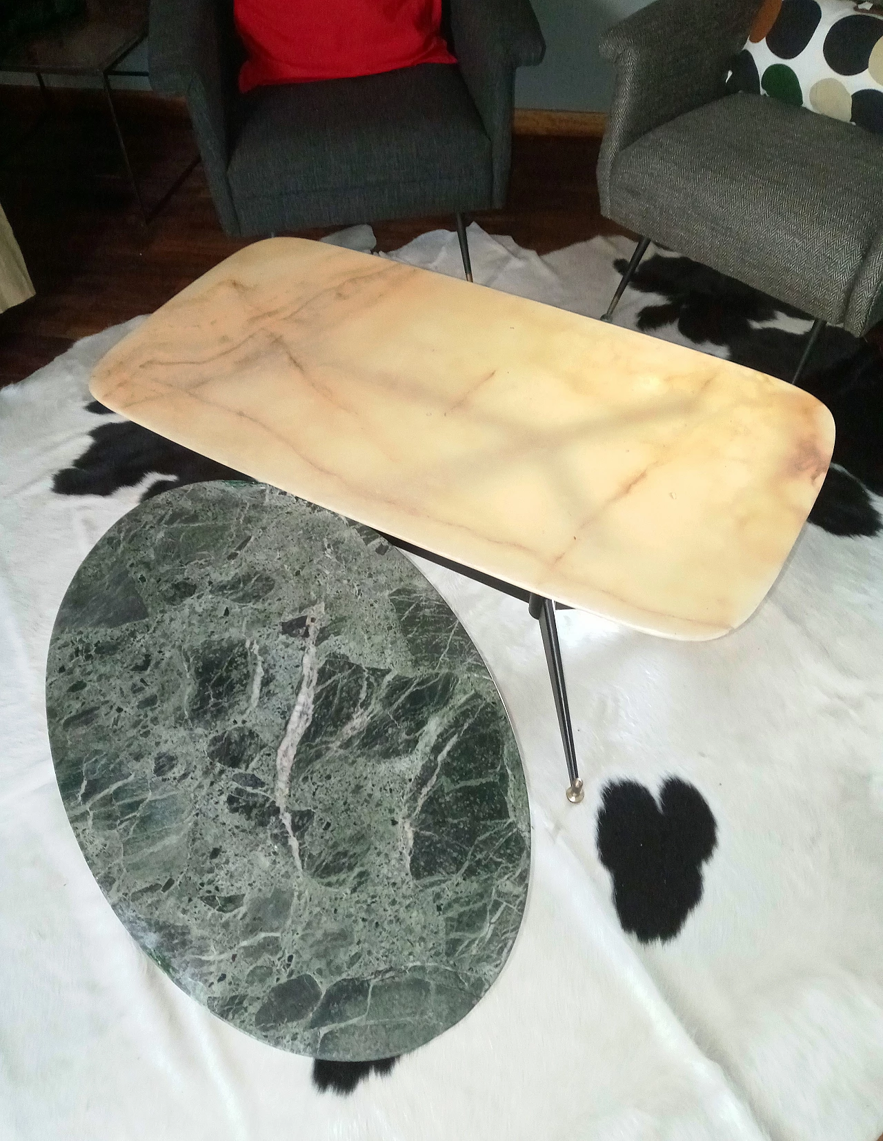 Metal coffee table with onyx top, 1950s 9