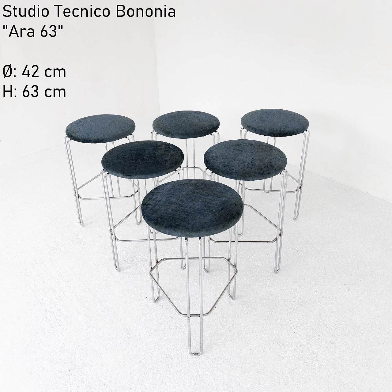 6 High stools Ara 63 by Studio Tecnico Bononia, 1970s 15