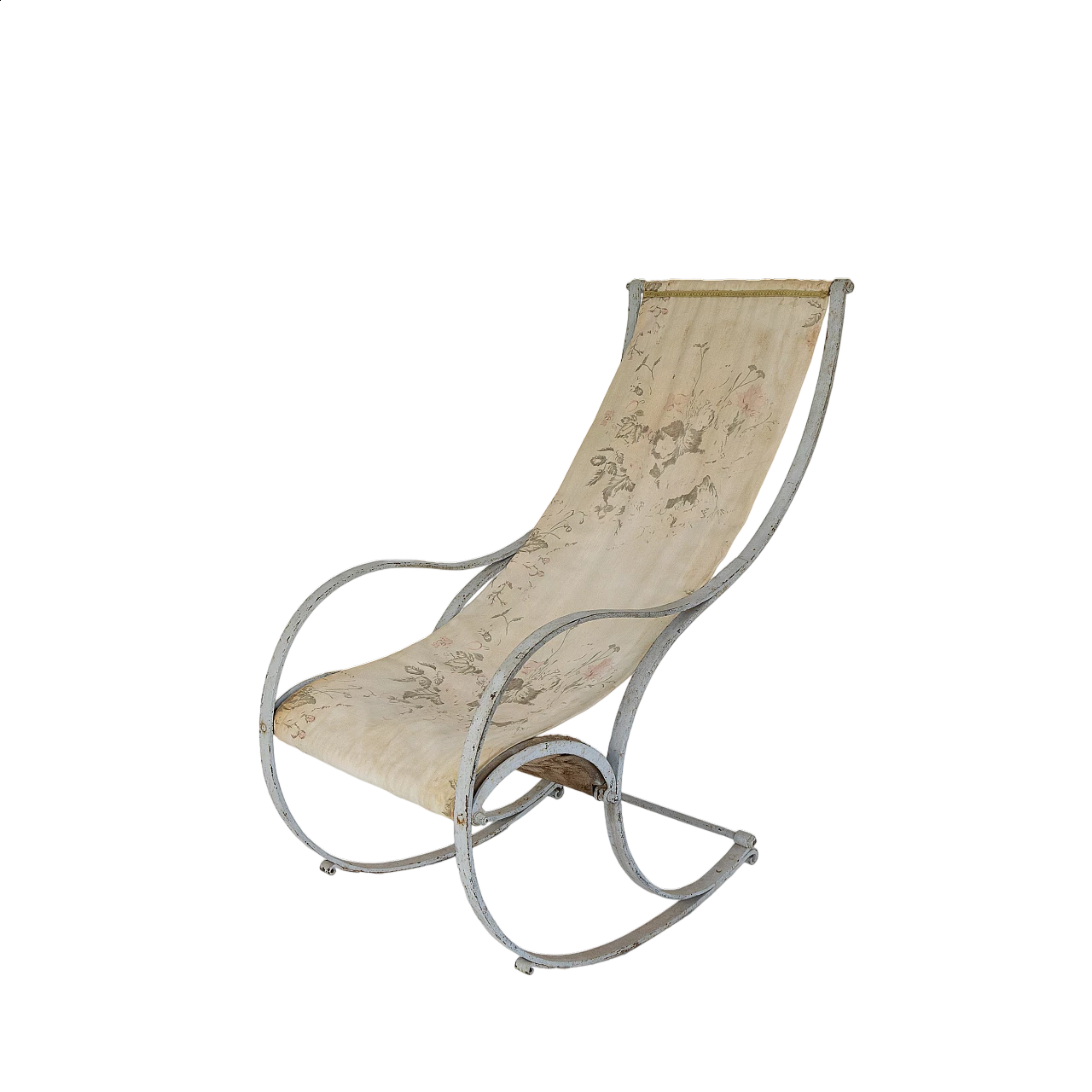 Sedia a dondolo in ferro bianco, primi '900 21