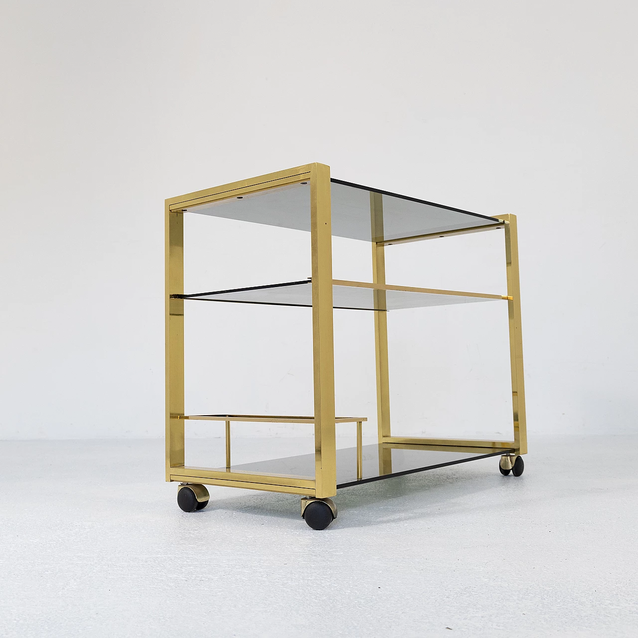 Brass and smoked glass trolley, 1970s 1