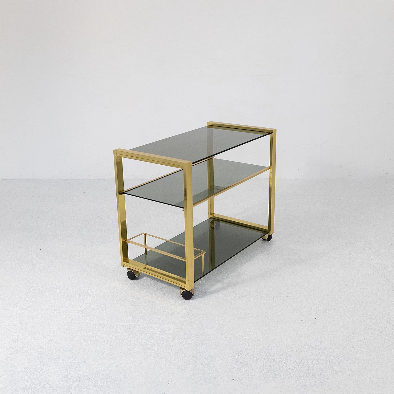 Brass and smoked glass trolley, 1970s 2