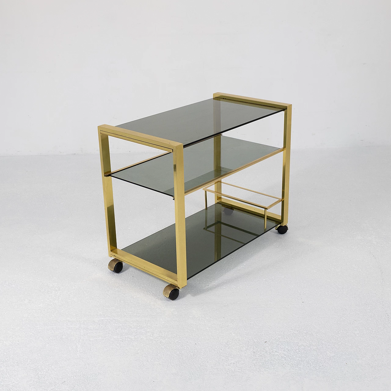 Brass and smoked glass trolley, 1970s 3