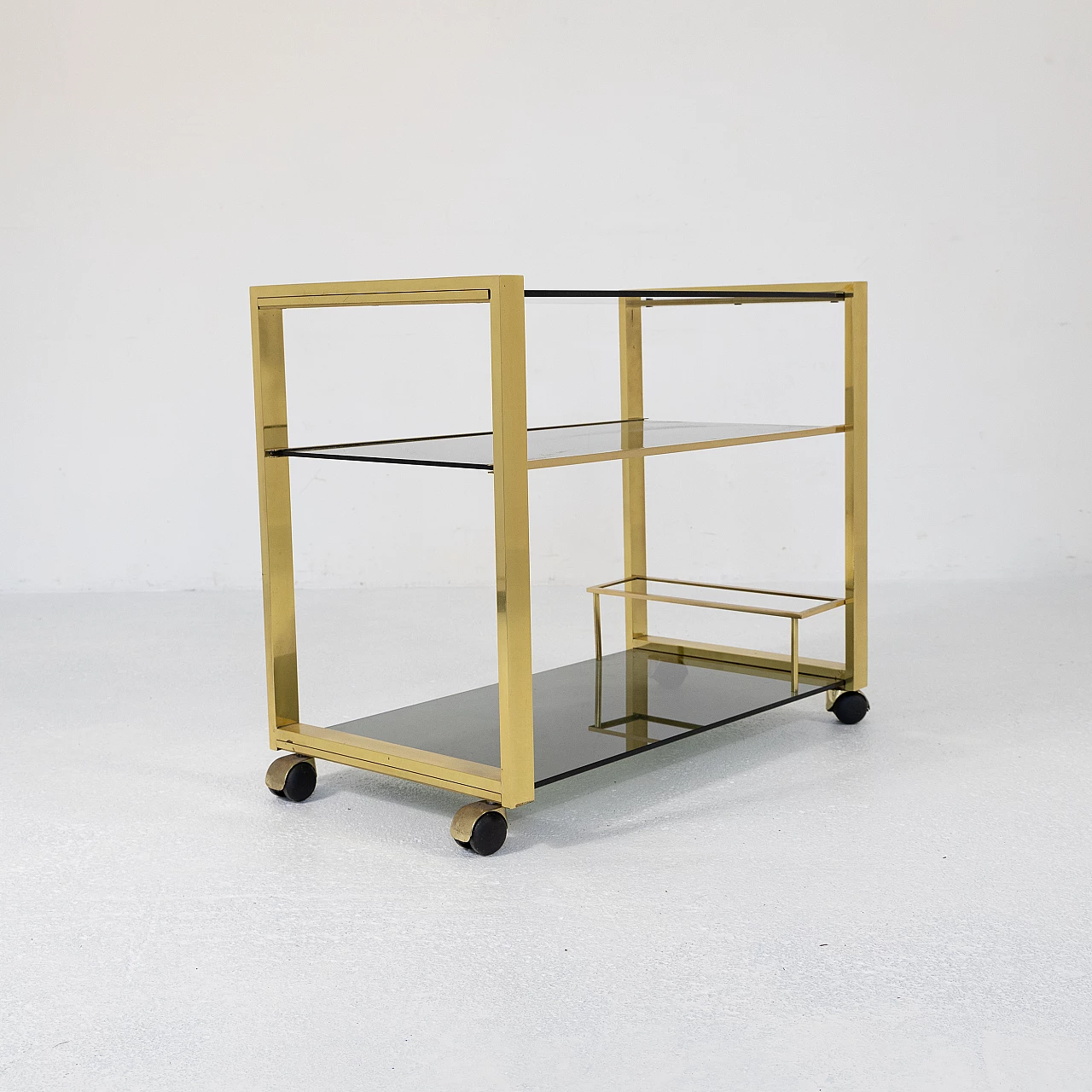 Brass and smoked glass trolley, 1970s 4