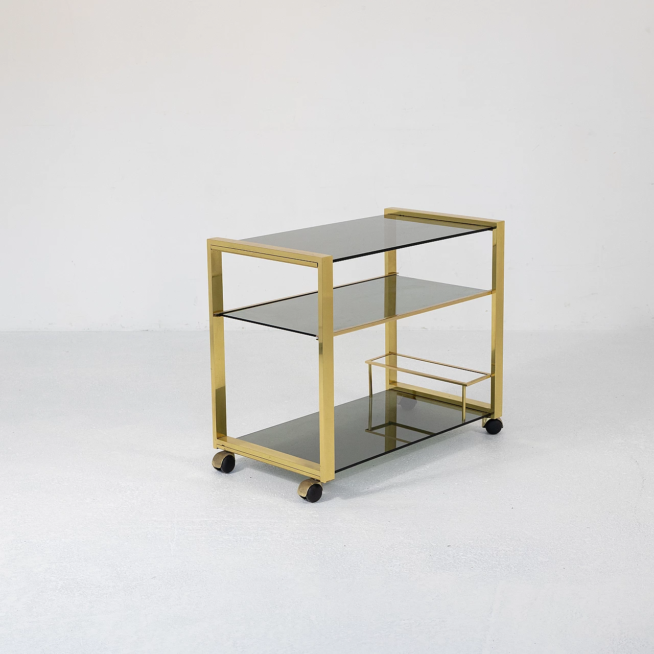 Brass and smoked glass trolley, 1970s 5