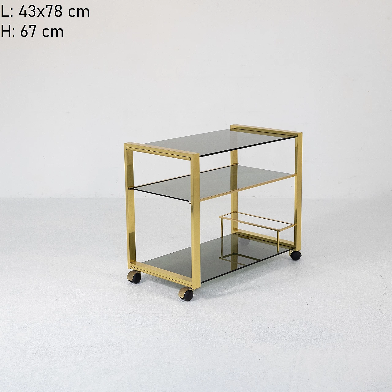 Brass and smoked glass trolley, 1970s 6
