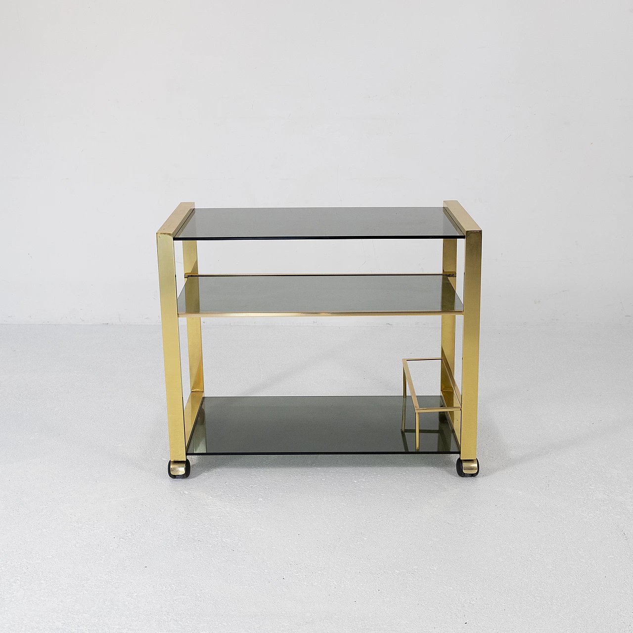 Brass and smoked glass trolley, 1970s 7