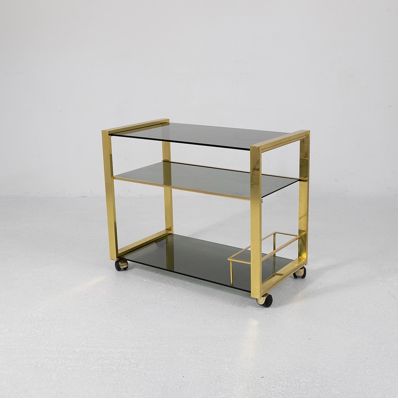 Brass and smoked glass trolley, 1970s 8
