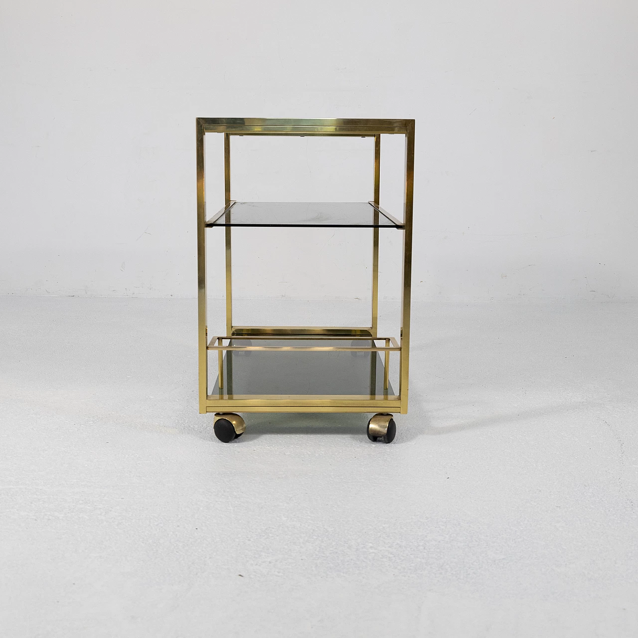 Brass and smoked glass trolley, 1970s 10