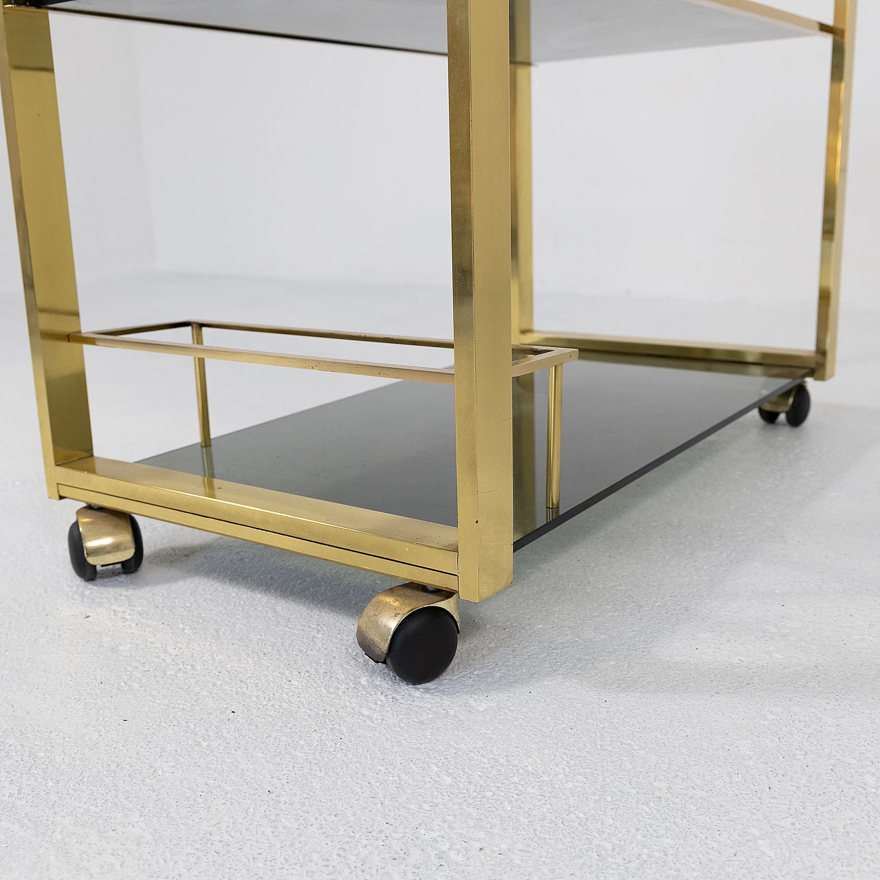 Brass and smoked glass trolley, 1970s 11