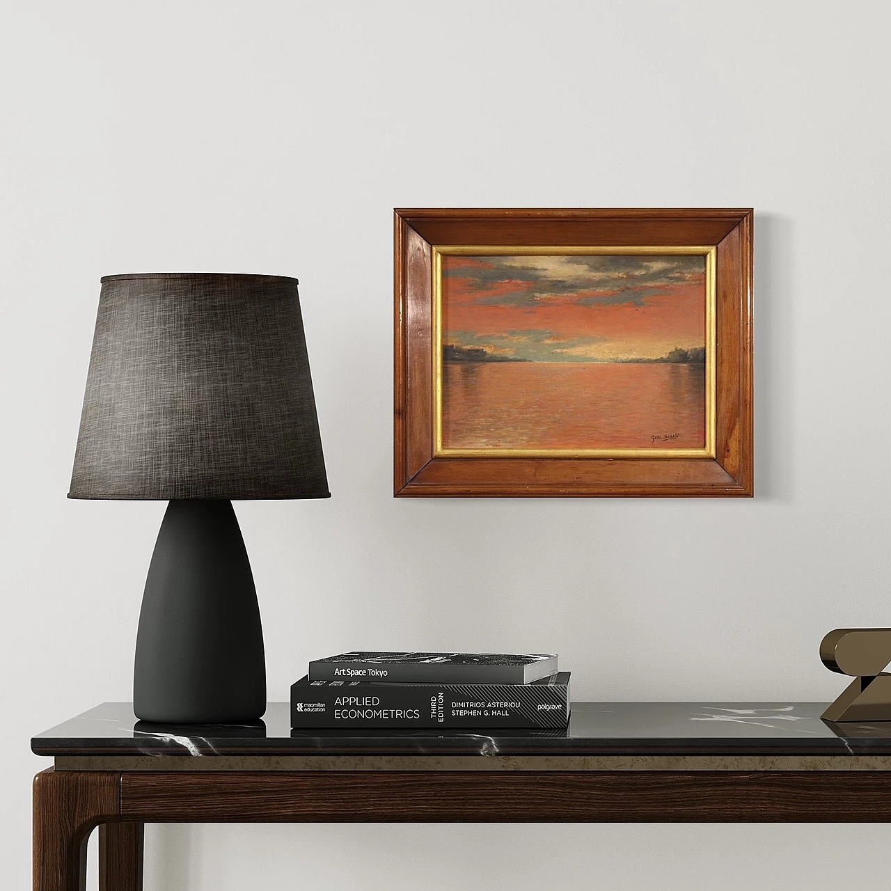 Giuseppe Sidoli, paesaggio marino all'alba, dipinto a olio su tavoletta 1