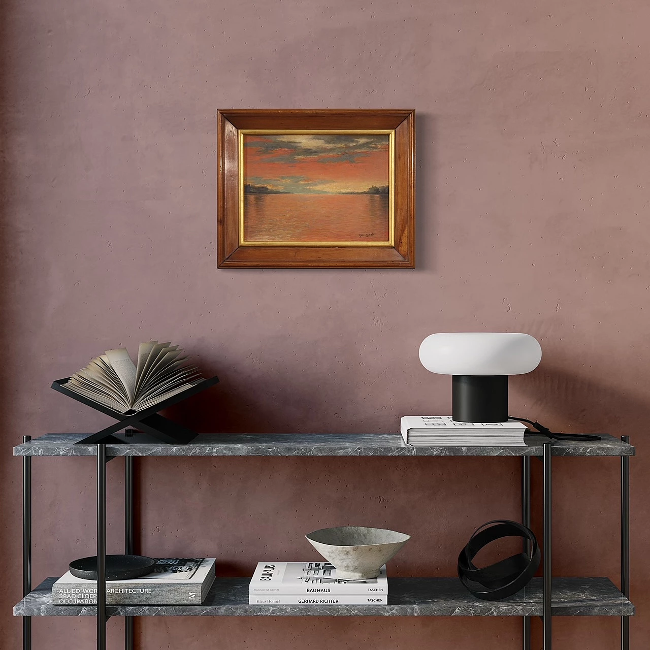 Giuseppe Sidoli, paesaggio marino all'alba, dipinto a olio su tavoletta 4