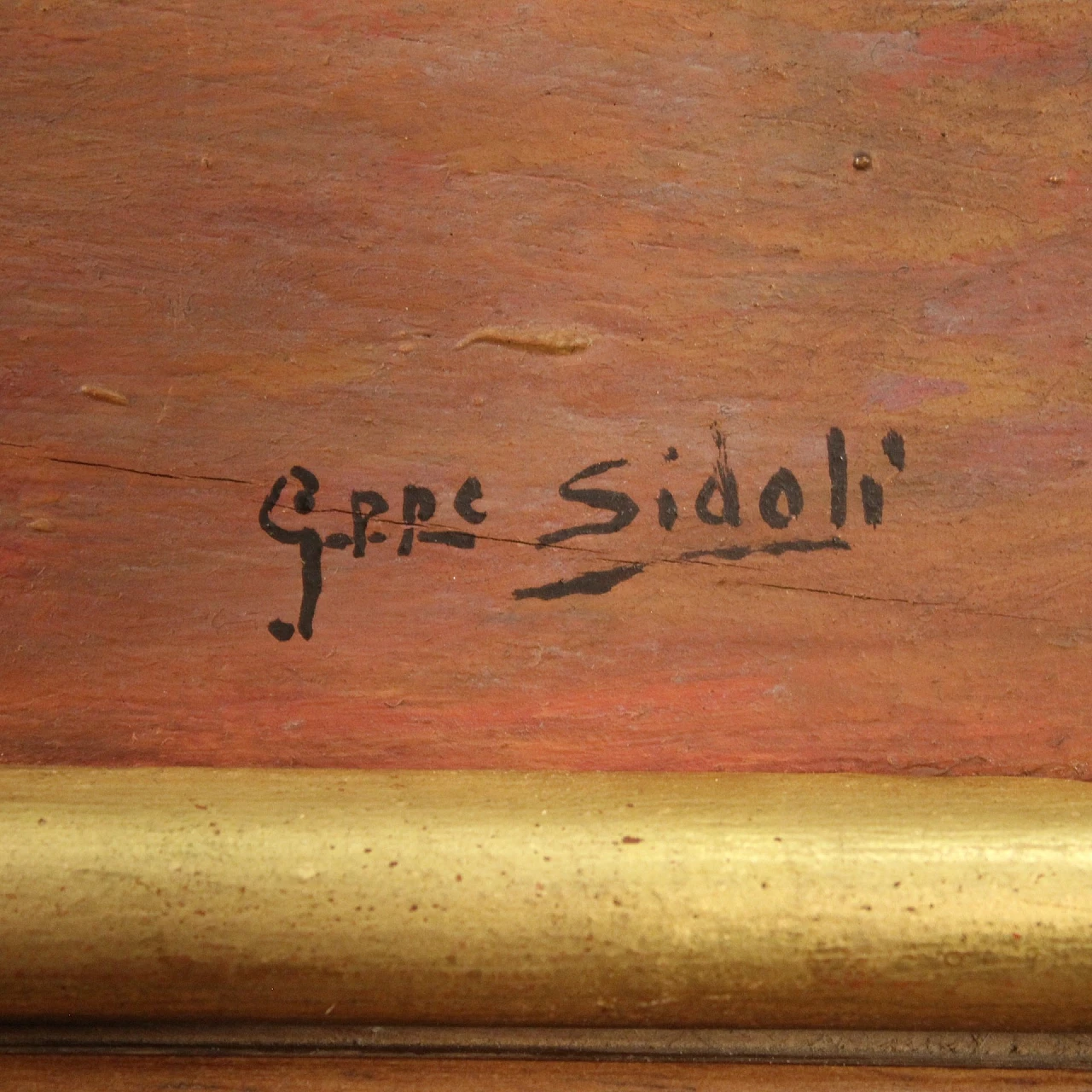 Giuseppe Sidoli, paesaggio marino all'alba, dipinto a olio su tavoletta 7