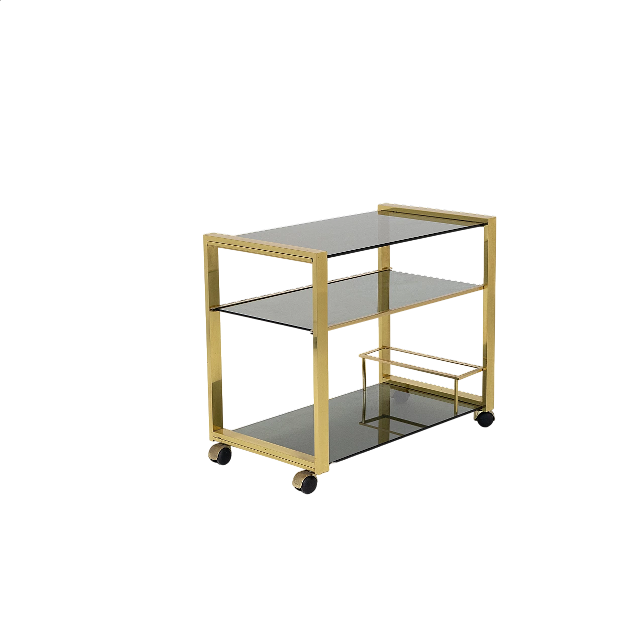 Brass and smoked glass trolley, 1970s 12