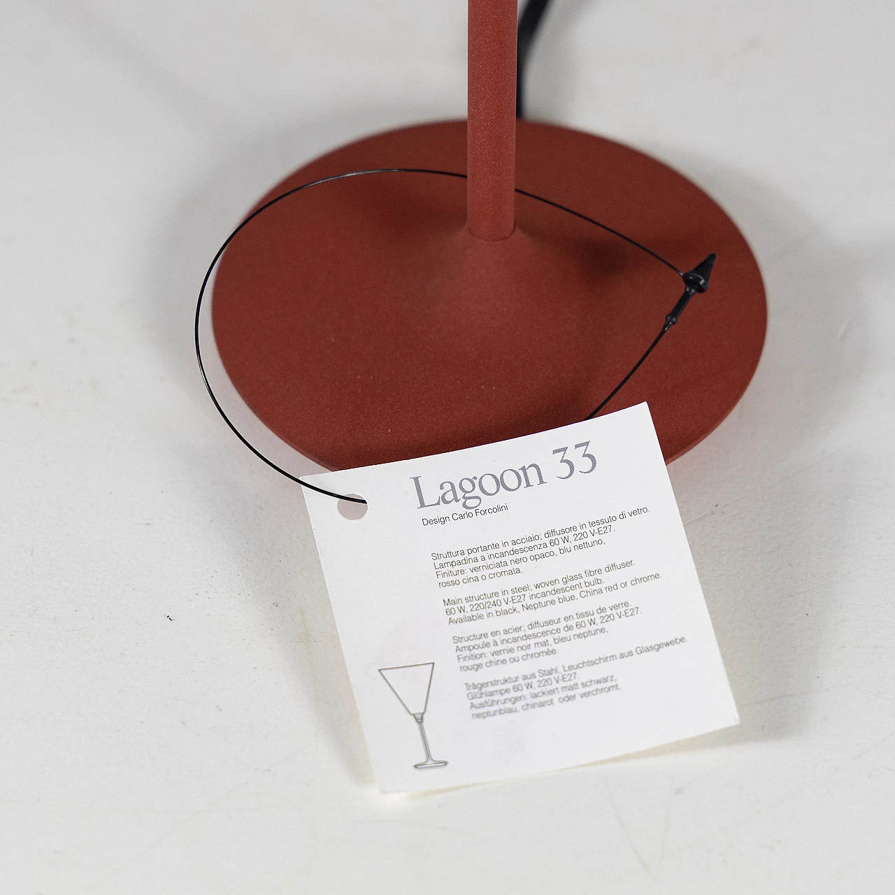 Table lamp Laggon 33 red by Carlo Forcolini for Nemo, 1980s 7