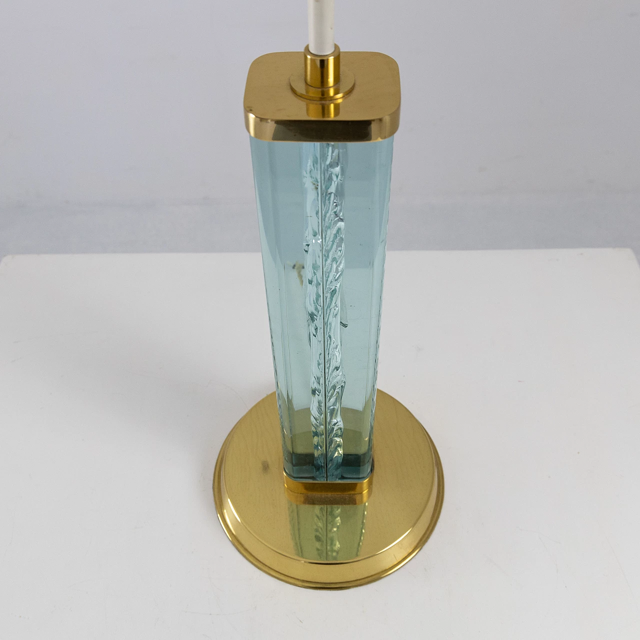 Brass and blue glass table lamp, 1950s 10