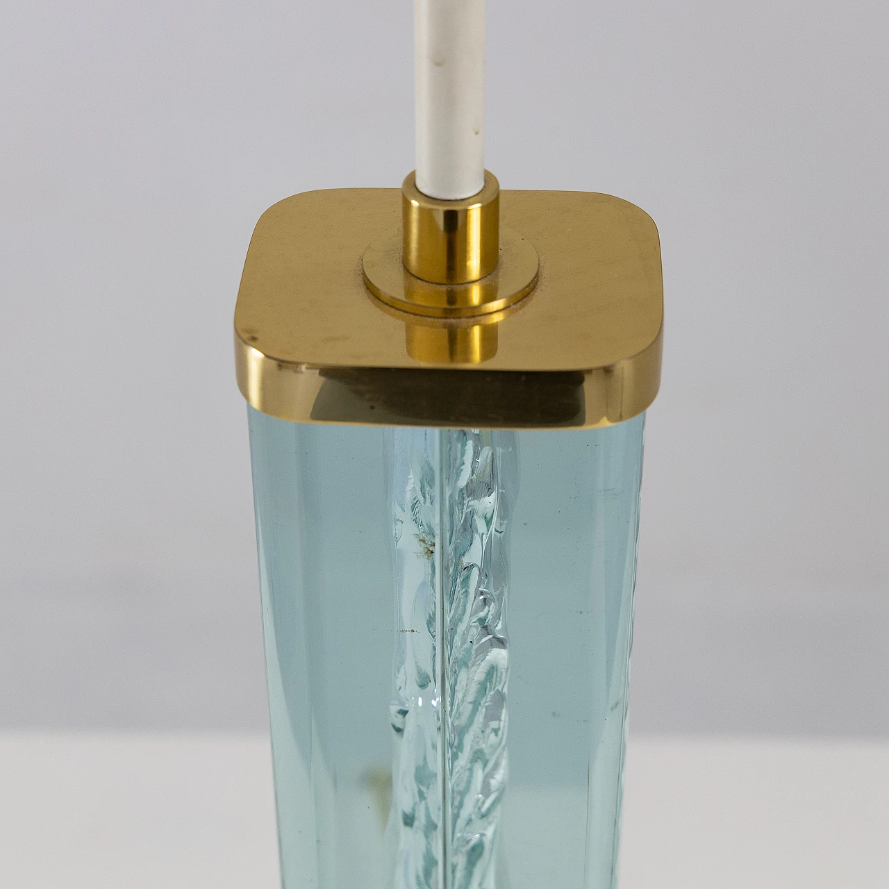 Brass and blue glass table lamp, 1950s 11