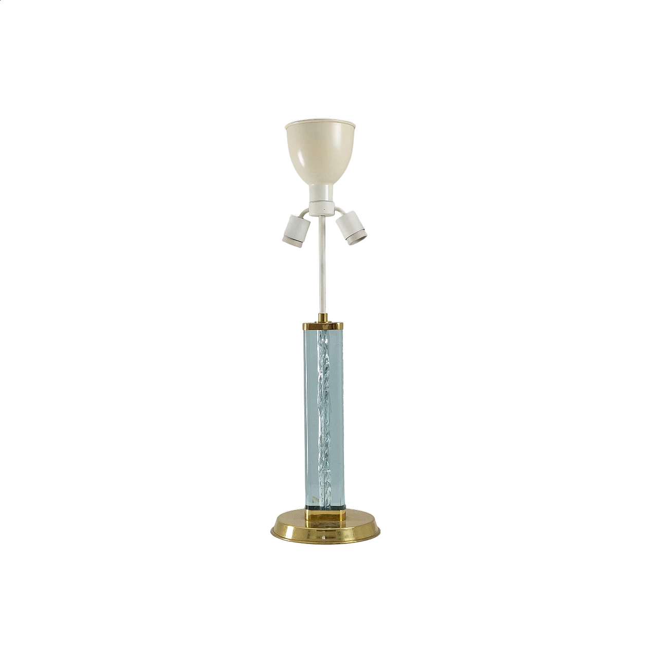 Brass and blue glass table lamp, 1950s 15