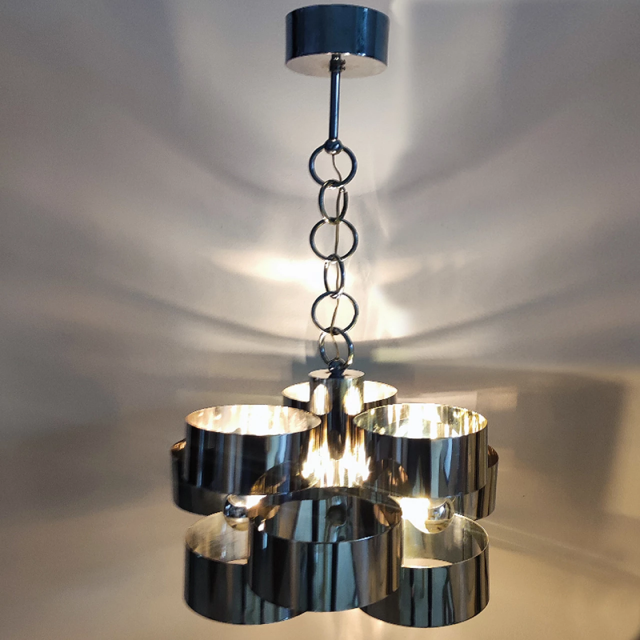 Space Age three-light chandelier by Max Sauze for Sciolari, 1960s 6