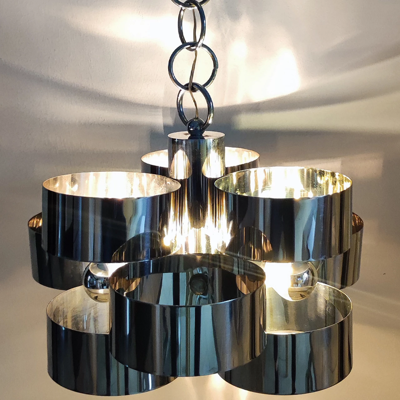 Space Age three-light chandelier by Max Sauze for Sciolari, 1960s 8