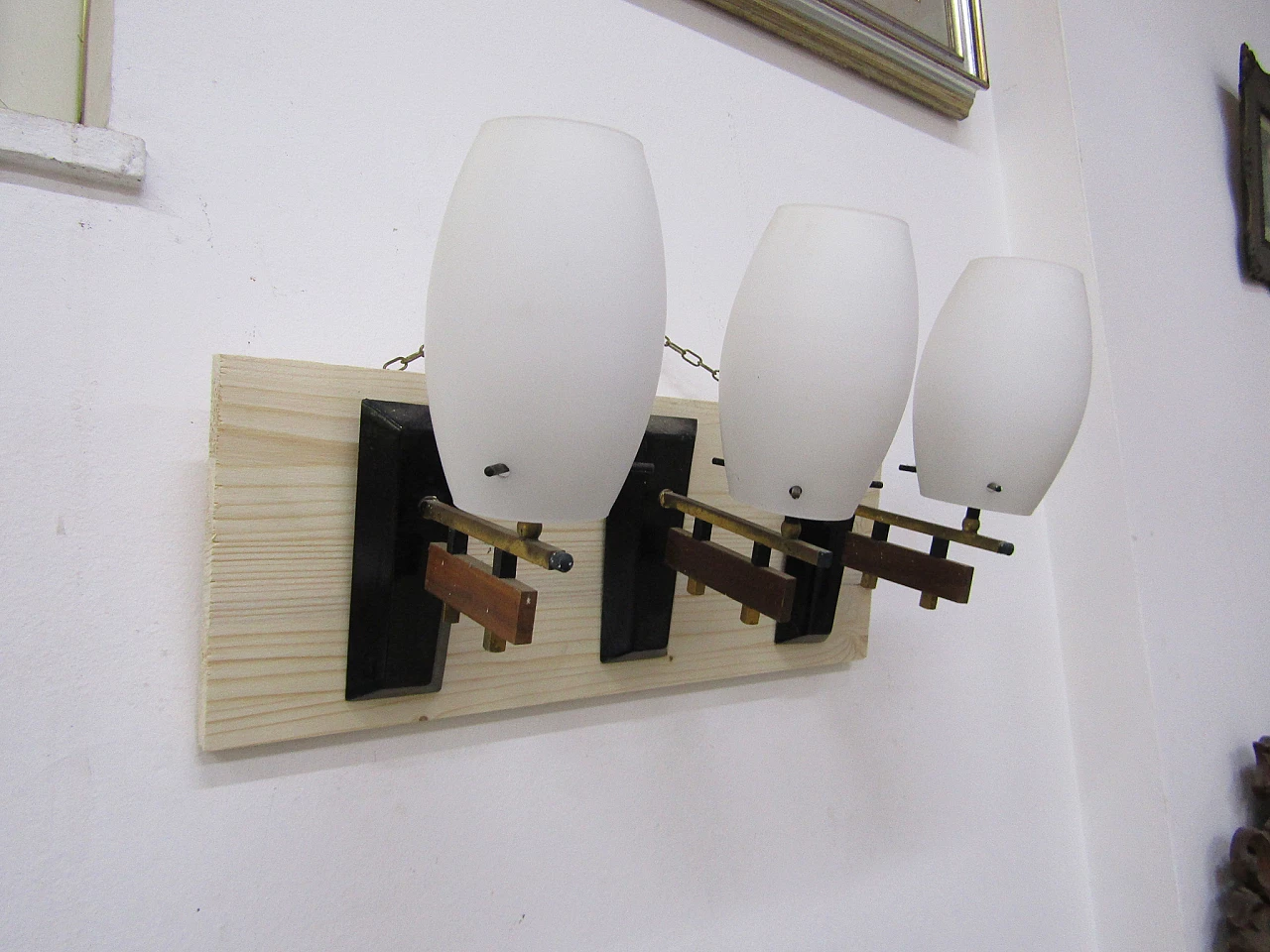 3 Opaline glass wall lamps by Stilnovo, 1960s 6